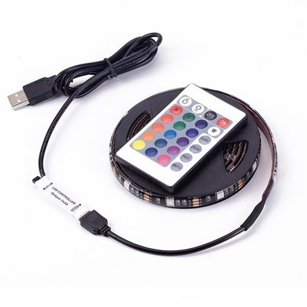 RGB LED-strip 3 m USB med fjernbetjening – vandtæt