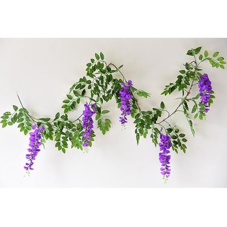 Kunstige Wisteria-Vinstokke, Falske Silkeblomster Hængende Kunstig Vinstokkeplante (1 stk, Lilla)