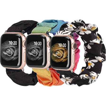 3-pack Kompatibla med Apple Watch Armband Scrunchies 38mm Tyg Mjukt Mönstrat Tryckt Tyg Armband Armband Kvinnor IWatch Elastiska Scrunchy Band 40mm