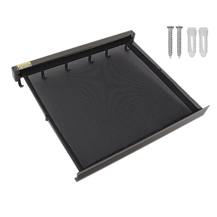 Udtrækkelig vægmonteret tørrestativ til tøj, mesh-platform, aluminium vasketøjsstativ til terrasse, badeværelse, grå