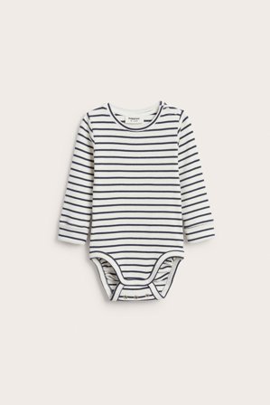 Kappahl | Långärmad randig body Blå 80 | Blå