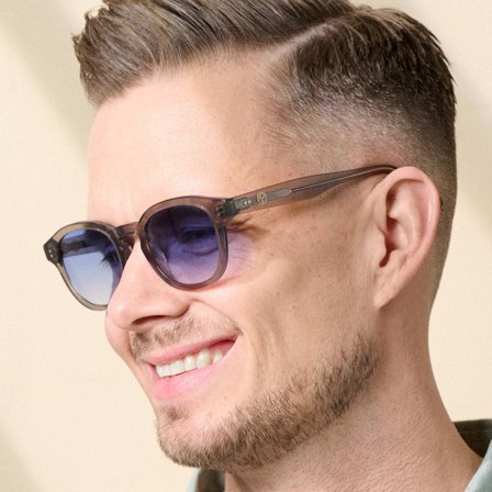 Óculos de Sol Grossos Quadrados Cinzentos Bille para homens - Óculos de sol retro