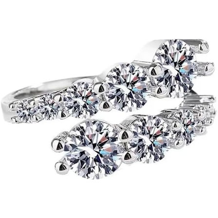 925 Sterling Silver Ringar för Kvinnor, Korsade Justerbara Ringar för Kvinnor med Kubisk Zirkonia Band Tumfingerring, Vintage Form Statement Ring för 