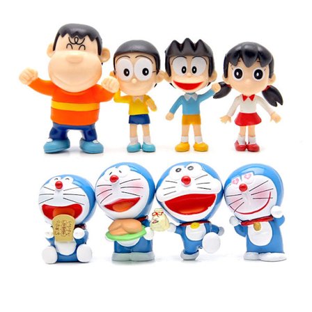 8 stk./parti Doraemons Nobitas Nobis Anime Figur Leke Samleobjekt Modell Statue Leker PVC Figurer Skrivebords Ornamenter Fans Samleobjekt Modell