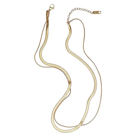 Slangekæde halskæde 14K guld/sølvbelagt sildebenshalskæde guld choker halskæde til kvinder piger gaver smykker