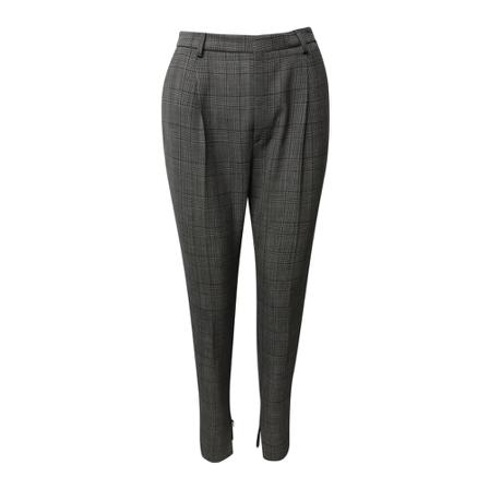 Saint Laurent Vintage Pre-owned Checked Slim Bukser Wool Grå, Dame Vintage Bukser