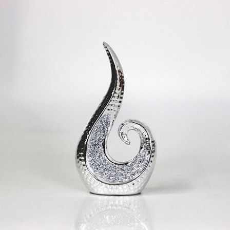 The Leonardo Collection Silver Sparkle Swirl Sculpture Indoor Decorative Diamante Art Statue Ornament