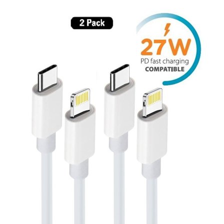 2-pak iPhone 27W hurtigopladning PD-kabel til iPhone 11/12/13/14