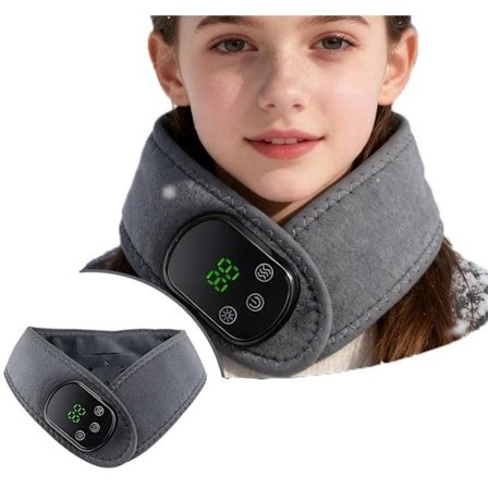 ING Opvarmet halstørklæde, Elektrisk halsvarmer, 5 temperaturindstillinger, Vibrationsmassagefunktion, Velegnet til mænd, kvinder og børn i alle aldre