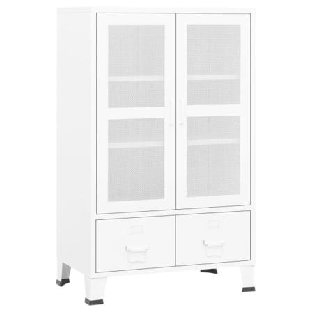Vidaxl Industriellt Förvaringsskåp Vit 70x40x115 Cm Metall Vit