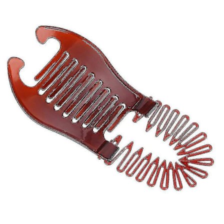 Förlängd Stretch Hästsvans Clip Kam Sammanflätad Bananklämma Hårnålar på Båda Sidor 1 st - Tan