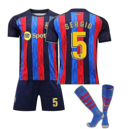 Messi No.10 Barcelona Fotbollströja Training T-Shirt Kit 22/23 Sergio 5 26