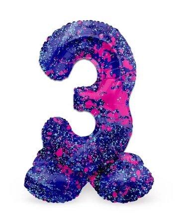 Sifferballong Stående Paint Splash 72 cm "0-9" Siffra 3 - Kalaslagret.se