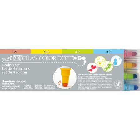 ZIG Kuretake Clean Color DOT Pen set Lot de 4