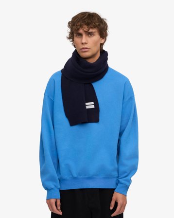 Merino Wool Scarf - Navy Blue - Male - One Size