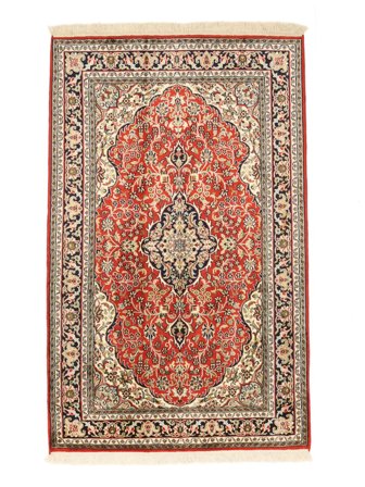 Tapis D'orient Cachemire Pure Soie 79X129 Marron/Rouge Foncé (Soie, Inde)