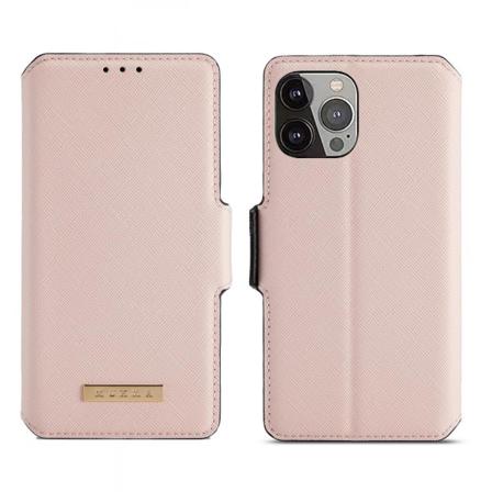 Muxma Saffiano Plånboksfodral Till Iphone 13 Pro Max - Rosa Rosa