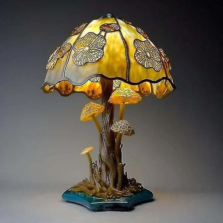 Vintage Tiffany-glas skrivebordslampe - bordlampe til sengebord og nattelys