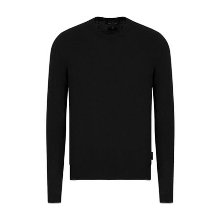 Armani, Round-neck Knitwear Zwart, Heren, Maat:XS