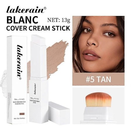 Cover Cream Stick V White - Farveændrende Foundation Stick - Medium til Fuld Dækning Dugfrisk Finish Base Makeup - Dobbeltsidet med Aftagelig Børste 