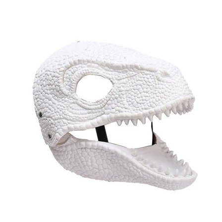 Jurassic World Velociraptor Blue Dinosaur Dino Bevegelig Maske Camp Krita Latex Hvit