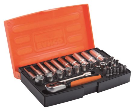 Bahco SL25L Hylsnyckelsats 37 delar, Handverktyg