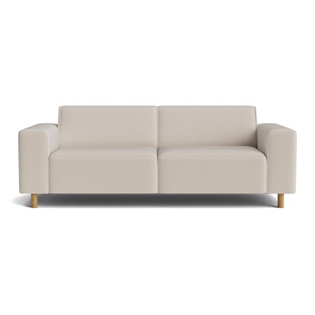 Seam 3-Sitzer-Sofa in Lisboa Beige, modernes Design mit gerippter Struktur, bequeme Nozag-Federung, elegante Holzfüße, Höhe 78cm Komfort