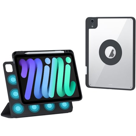 iPad mini 6 / mini 2024 Skal med Rotera Magnetisk Avtagbar Läderfodral och Pennfack