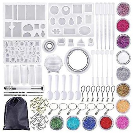 Hartsformssats, 108 st DIY Smyckeshantverk Formar Silikon Epoxihartsform Inkl Nyckelring