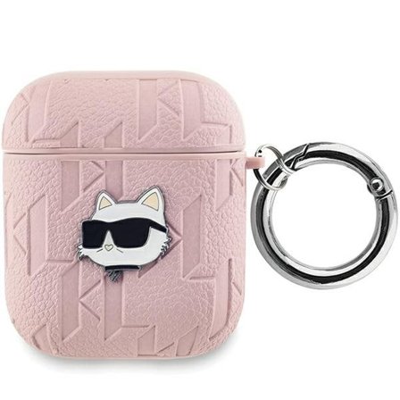Karl Lagerfeld Monogram Choupette Huvudfodral för AirPods 1 / 2 - rosa