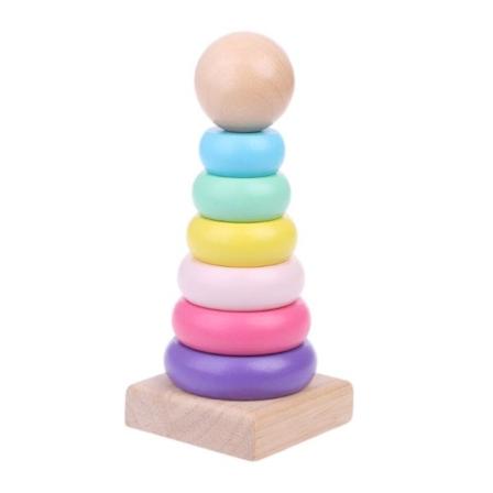 Barn Rainbow Tower Ferrule Tre Leke Stable Sirkel Baby Småbarn Barndom Utdanning Puslespill