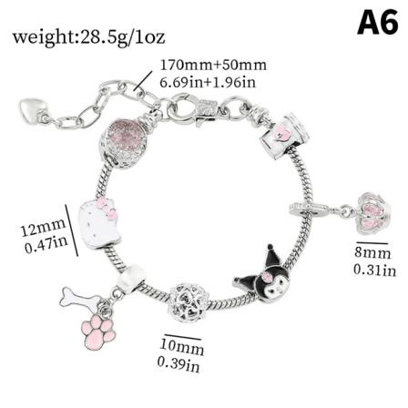 Tegneserie armbånd Berlocker Anime Kawaii metallperler gjør-det-selv-sett A6