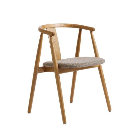 Relate Esszimmerstuhl, Eiche | Stoff, moderner Polsterstuhl mit ergonomischer Rückenlehne, zeitloses Design in Naturfarben, Höhe 76,6cm