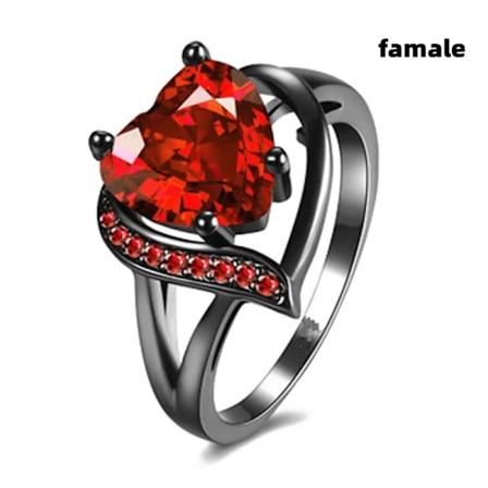 Charmerende Par Ringe Til Mænd Rustfrit Stål Keltisk Drage Hjerte Rød Zircon Kvinder Vielsesringe Sæt Valentinsdag Smykker Y woman 12