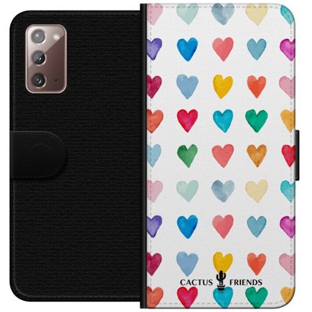 Kompatibelt Lommeboketui til Samsung Samsung Galaxy Note20 Cactus and Friends - Watercolor Love Grid