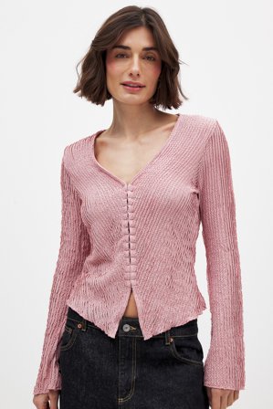 NA-KD Haut à agrafes sur le devant - - Rose - S