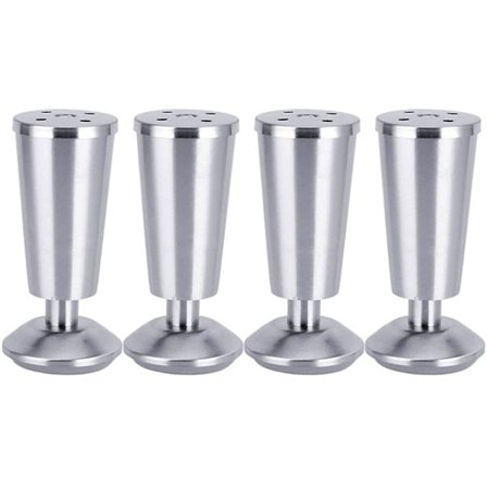 4 stk. fortykkede møbelben i rustfrit stål, justerbar kopform