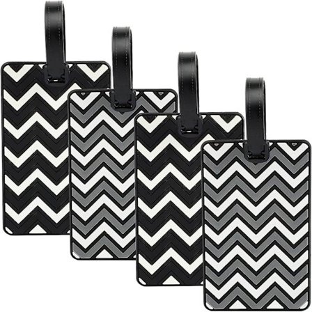 4 stk. bagagemærker til kufferter, rejsetaske tag, kuffert ID-tags, silikone bagagemærke med navneskilt