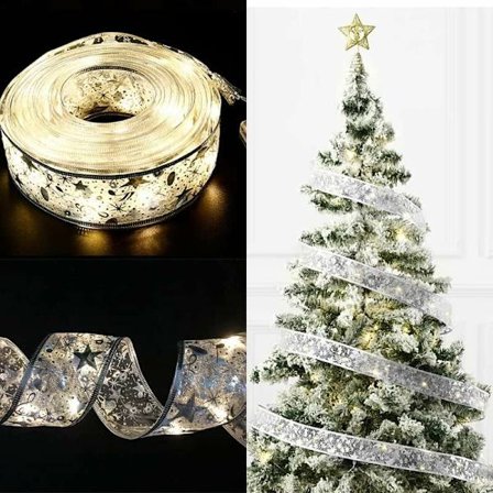 Joulunauhavalosarja, 16,5 jalkaa 50 LED-joulukuusivalosarja, joulukuusivalot sisä- tai ulkokäyttöön