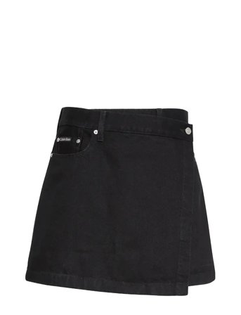 Calvin Klein Jeans Denim Mini Wrap Skirt Soft Black - Black - 28