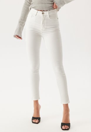 Bubbleroom - High Ankle Superstretch Jeans - White - Kläder