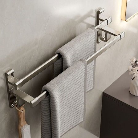 Håndkletreholder for bad uten hull, dobbel arm håndkletreholder bad dobbeltrom