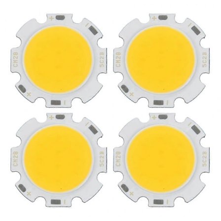【PP】4x 5W Chip Lys Runde Cob Super Lys Led Lys Led Lamper Varm Hvid Dc15-17v