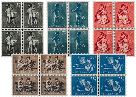 Holland 1954 - NVPH 649-653 - 4-blok - Postfrisk