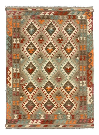 Oriental Kilim Afghan Old Style Rug 144X215 Brown/Dark Yellow Wool, Afghanistan