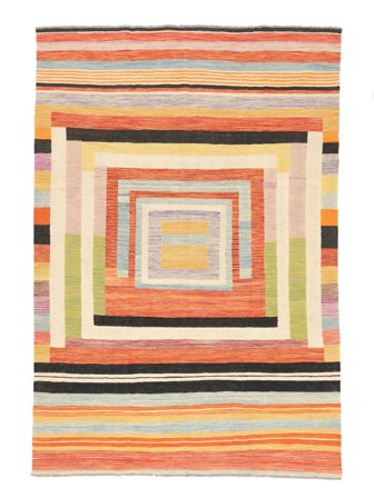 Hand Woven Kilim Modern Rug 203X303 Beige/Red