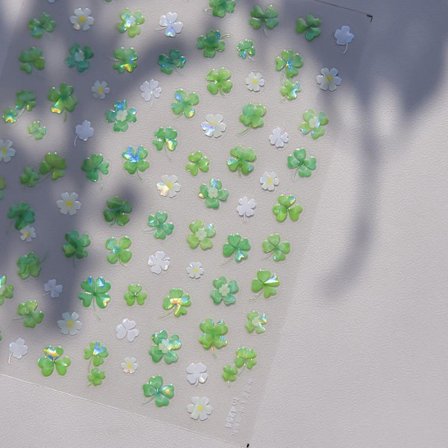 Heldig Firkløver Blomst Selvklæbende Neglekunst Dekoration