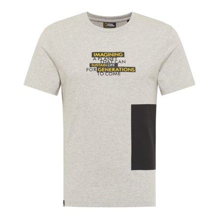 National Geographic Men's Crew Neck Tee Logo Men short-sleeved sweaters Grey S