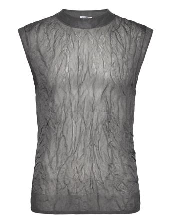 Crinkled Vest Designers Knitwear Knitted Vests Grey Filippa K