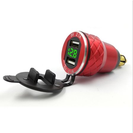 Motorsykkel Aluminium DIN Hella Plugg Dobbel USB Hurtiglader Adapter